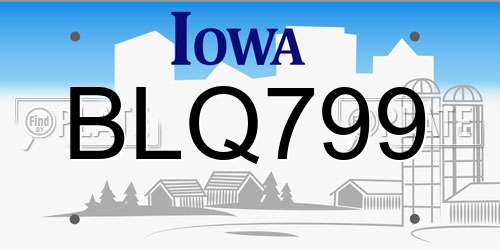 BLQ799 Iowa License Plate