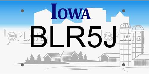 BLR5J Iowa License Plate