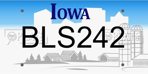 BLS242 Iowa License Plate