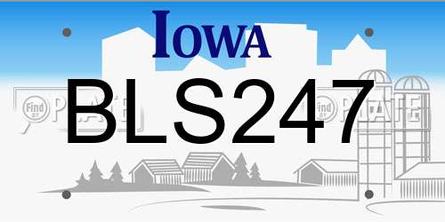 BLS247 Iowa License Plate