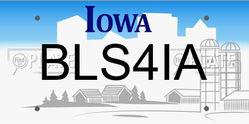 BLS4IA Iowa License Plate