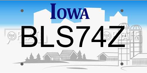 BLS74Z Iowa License Plate
