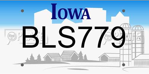 BLS779 Iowa License Plate