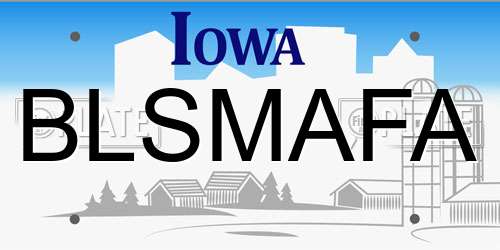 BLSMAFA Iowa License Plate