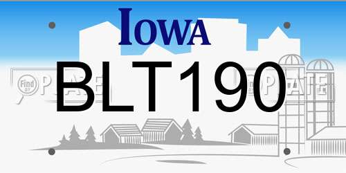 BLT190 Iowa License Plate