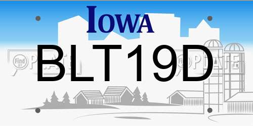 BLT19D Iowa License Plate