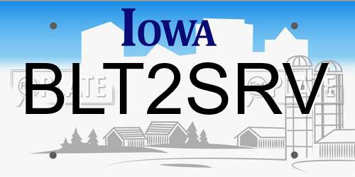 BLT2SRV Iowa License Plate