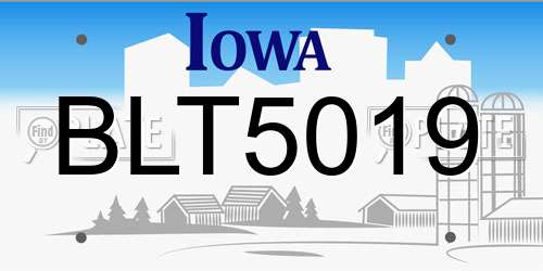 BLT5019 Iowa License Plate