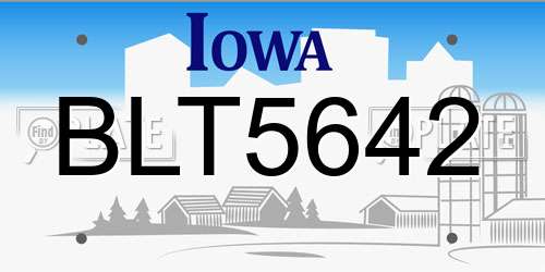 BLT5642 Iowa License Plate
