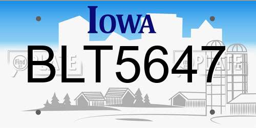 BLT5647 Iowa License Plate