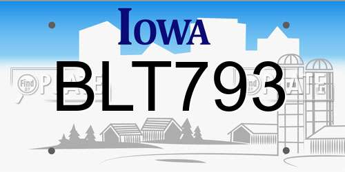 BLT793 Iowa License Plate