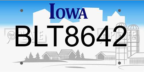BLT8642 Iowa License Plate