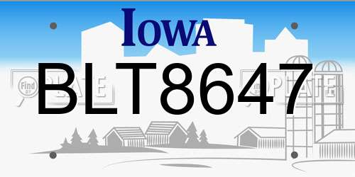 BLT8647 Iowa License Plate