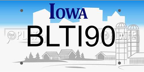BLTI90 Iowa License Plate