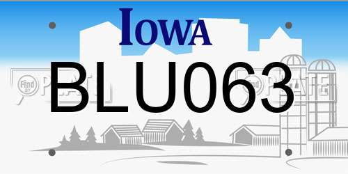 BLU063 Iowa License Plate