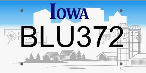 BLU372 Iowa License Plate