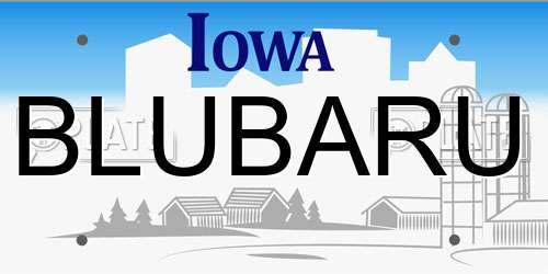 BLUBARU Iowa License Plate