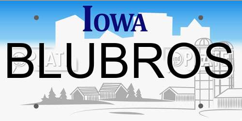 BLUBROS Iowa License Plate