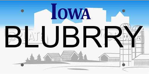 BLUBRRY Iowa License Plate
