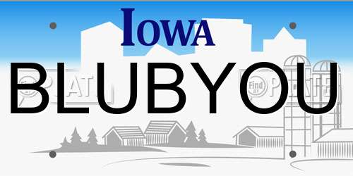 BLUBYOU Iowa License Plate