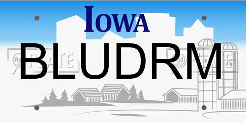 BLUDRM Iowa License Plate