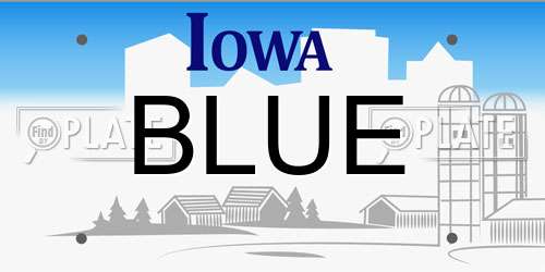 BLUE Iowa License Plate