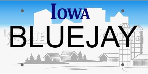 BLUEJAY Iowa License Plate