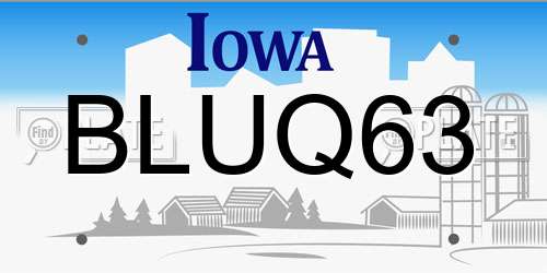 BLUQ63 Iowa License Plate