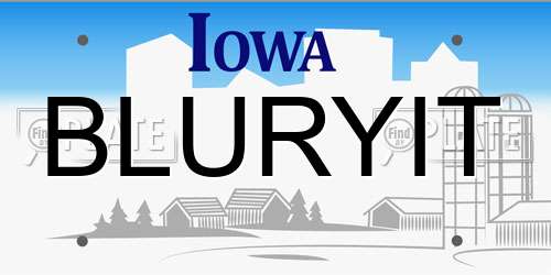 BLURYIT Iowa License Plate