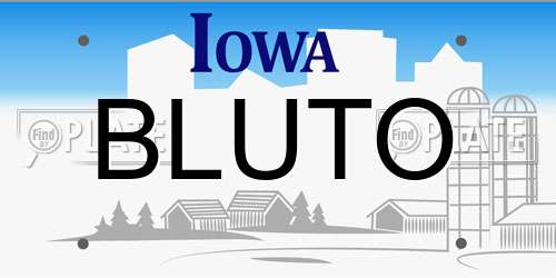 BLUTO Iowa License Plate