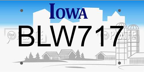 BLW717 Iowa License Plate