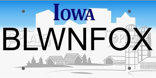 BLWNFOX Iowa License Plate