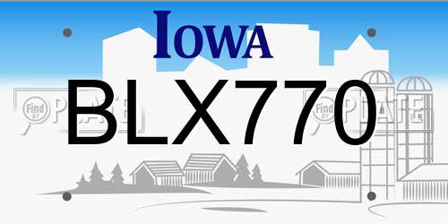 BLX770 Iowa License Plate