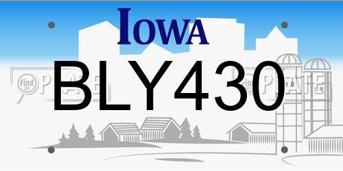 BLY430 Iowa License Plate