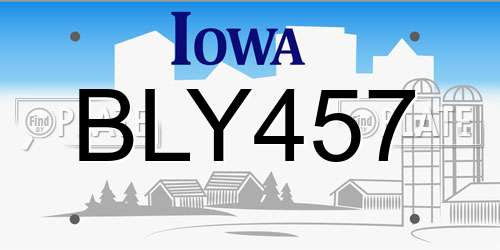 BLY457 Iowa License Plate