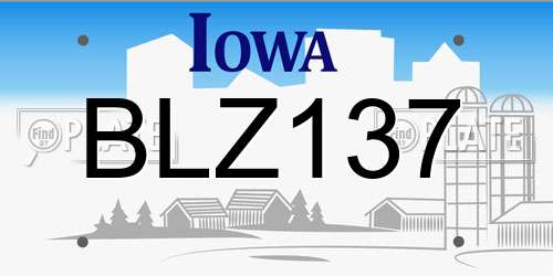 BLZ137 Iowa License Plate