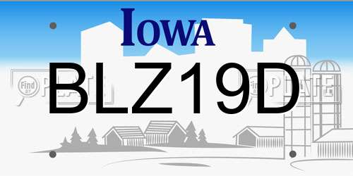 BLZ19D Iowa License Plate