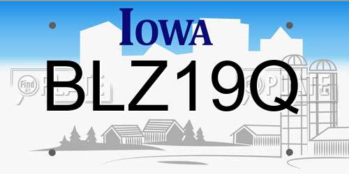 BLZ19Q Iowa License Plate