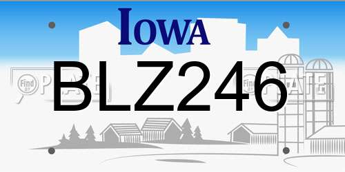 BLZ246 Iowa License Plate