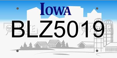 BLZ5019 Iowa License Plate