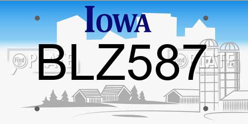 BLZ587 Iowa License Plate