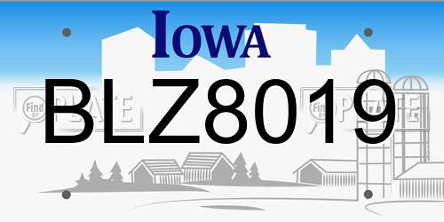 BLZ8019 Iowa License Plate