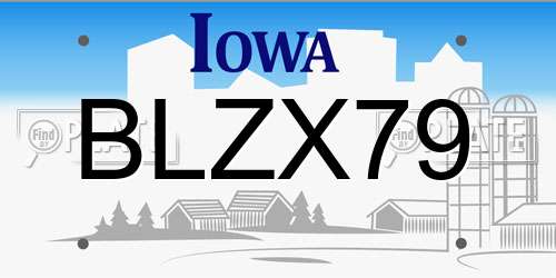 BLZX79 Iowa License Plate