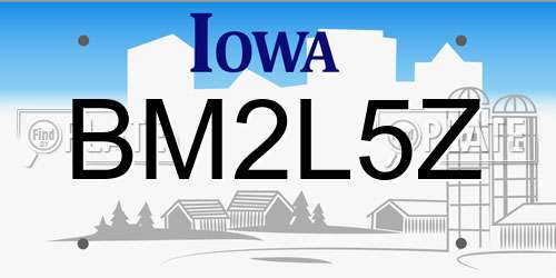 BM2L5Z Iowa License Plate