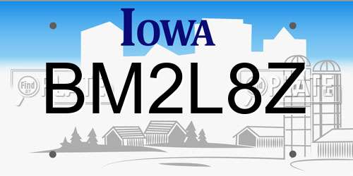 BM2L8Z Iowa License Plate
