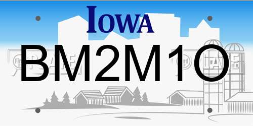 BM2M1O Iowa License Plate