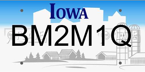 BM2M1Q Iowa License Plate