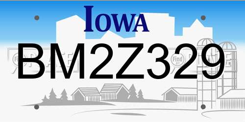 BM2Z329 Iowa License Plate