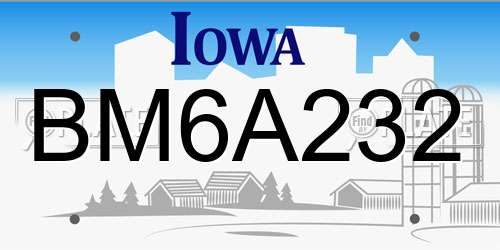 BM6A232 Iowa License Plate