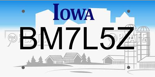 BM7L5Z Iowa License Plate